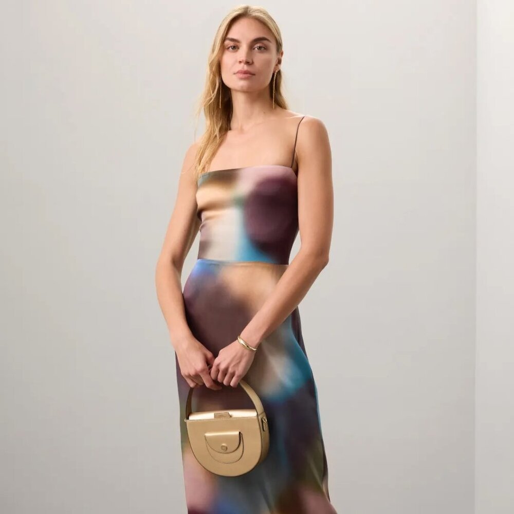NWT Reformation Frankie Silk Dress in Blur